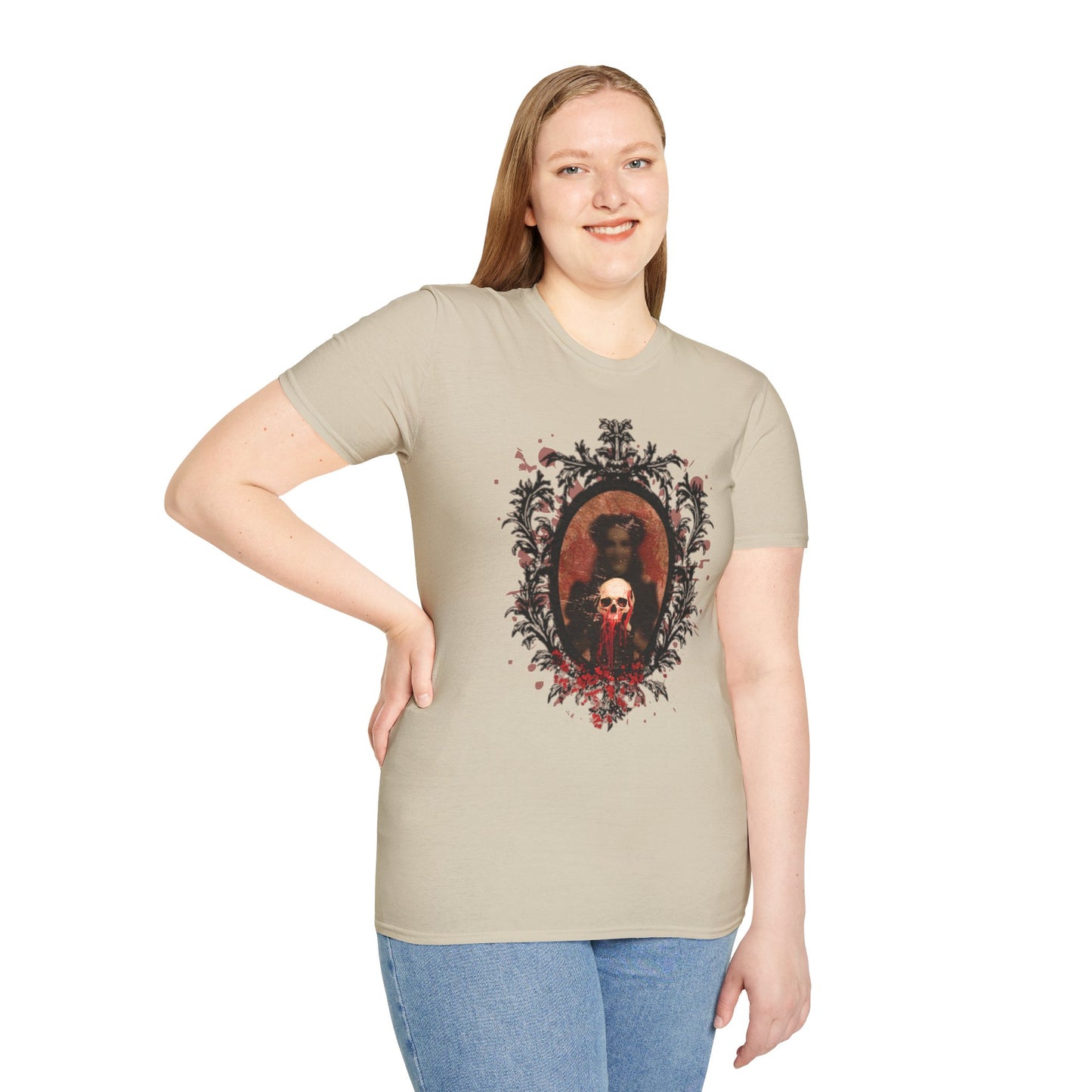 Vintage Gothic Skull Frame - Unisex Softstyle T-Shirt