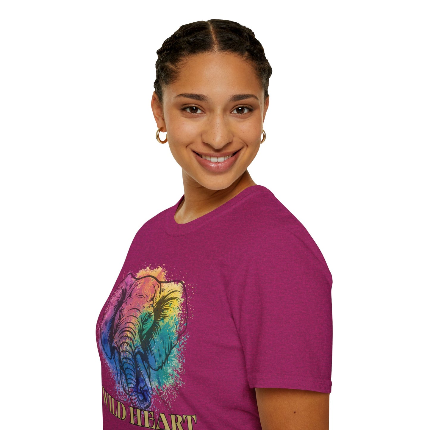 Wild Heart Collection - Elephant Color Splash Unisex Softstyle Graphic T-Shirt