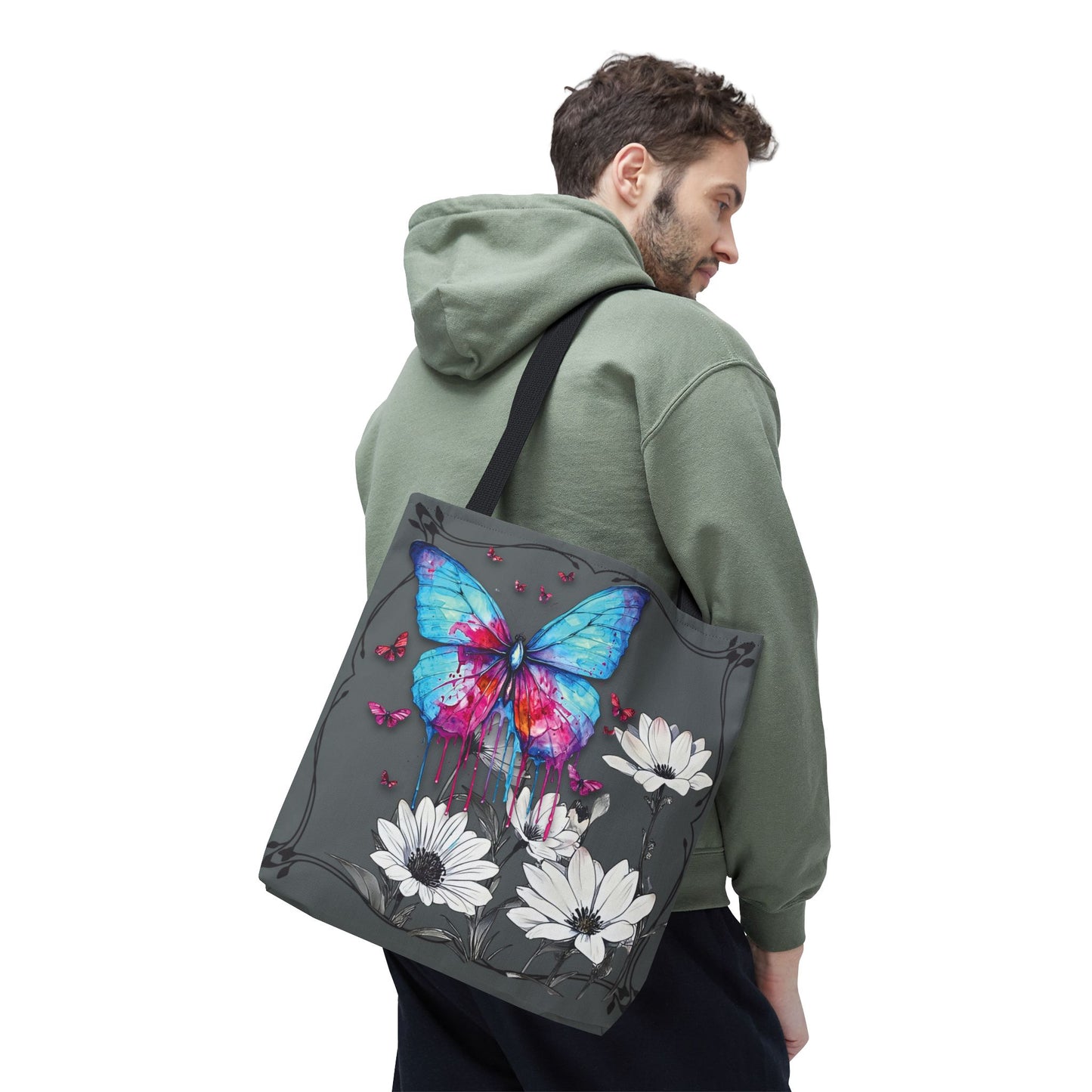 Painted Butterfly in Black and White Tote Bag