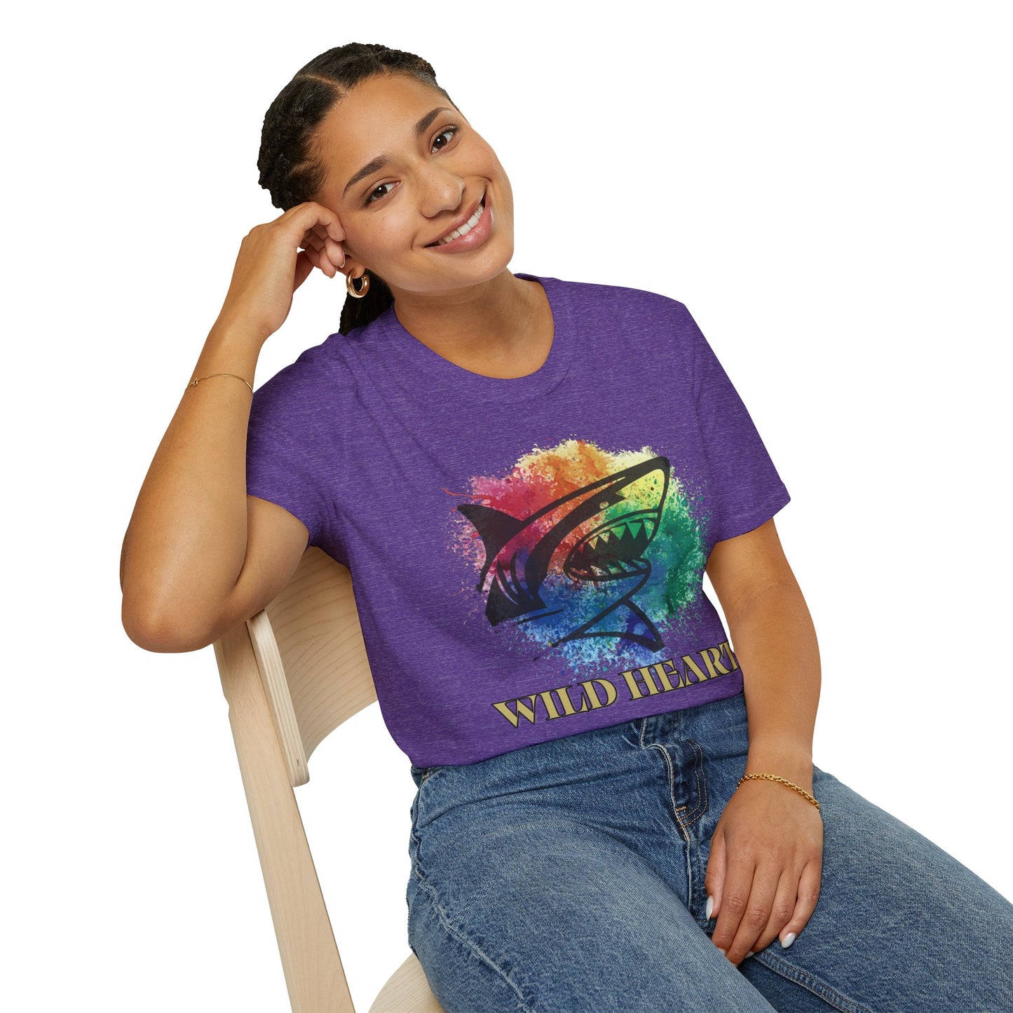 Wild Heart Collection - Shark Color Splash Unisex Softstyle Graphic T-Shirt