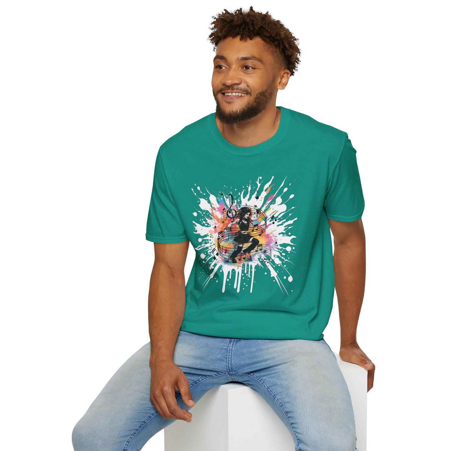 Colorful Music Brings Life Punk Dancer - Unisex Softstyle T-Shirt