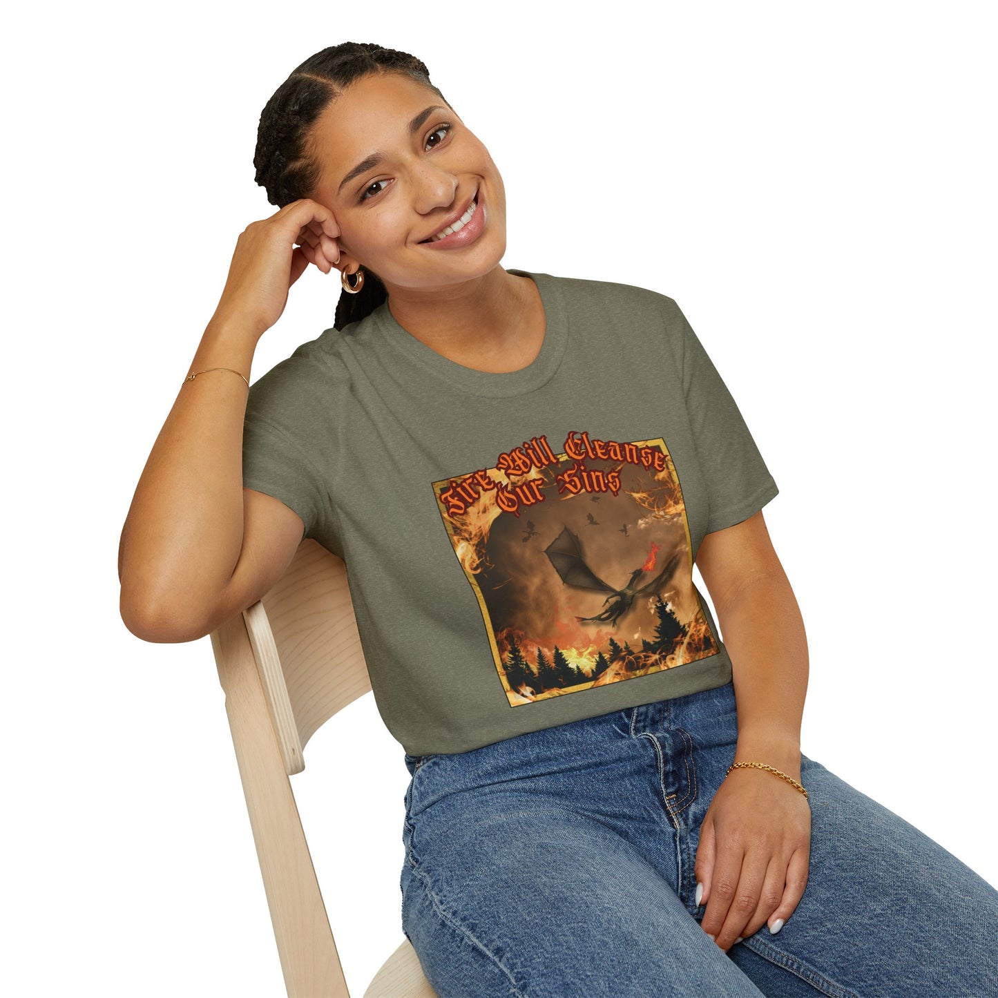 Dragon Attacking - Fire Will Cleanse Our Sins - Unisex Softstyle T-Shirt