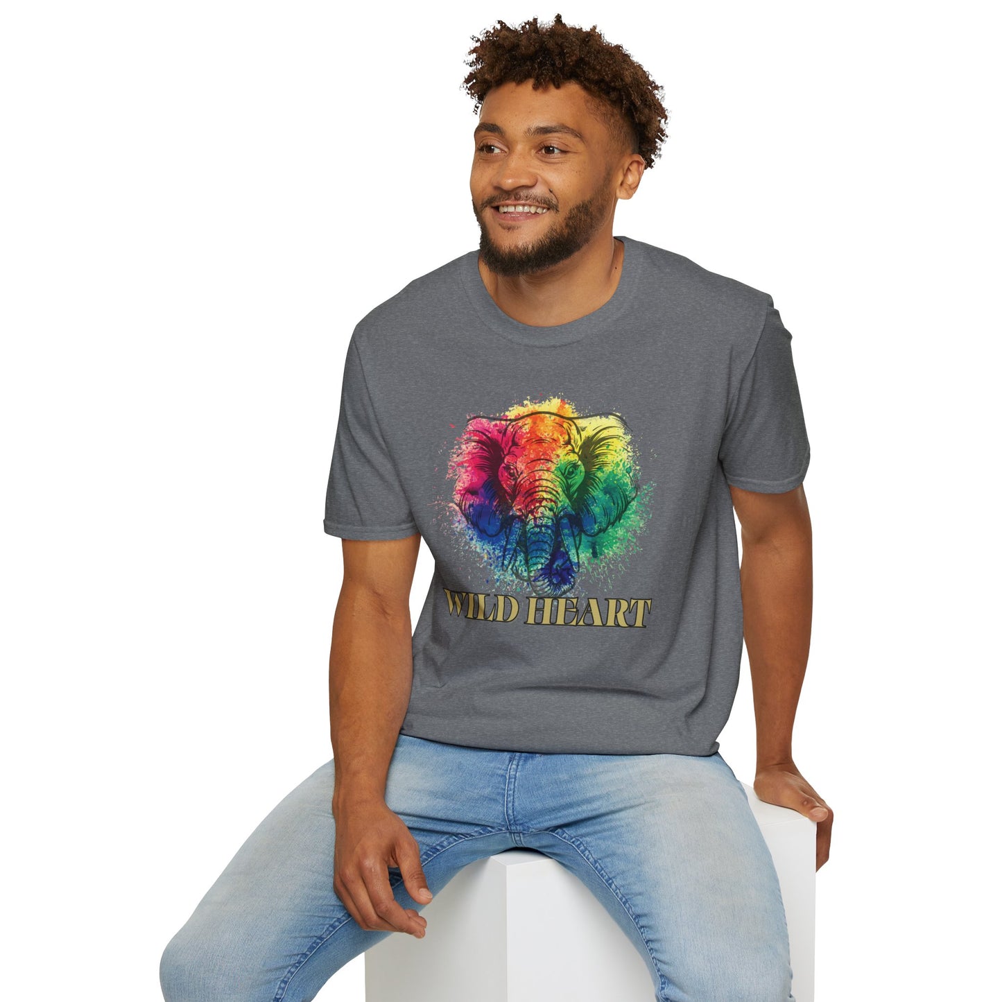 Wild Heart Collection - Elephant Color Splash Unisex Softstyle Graphic T-Shirt
