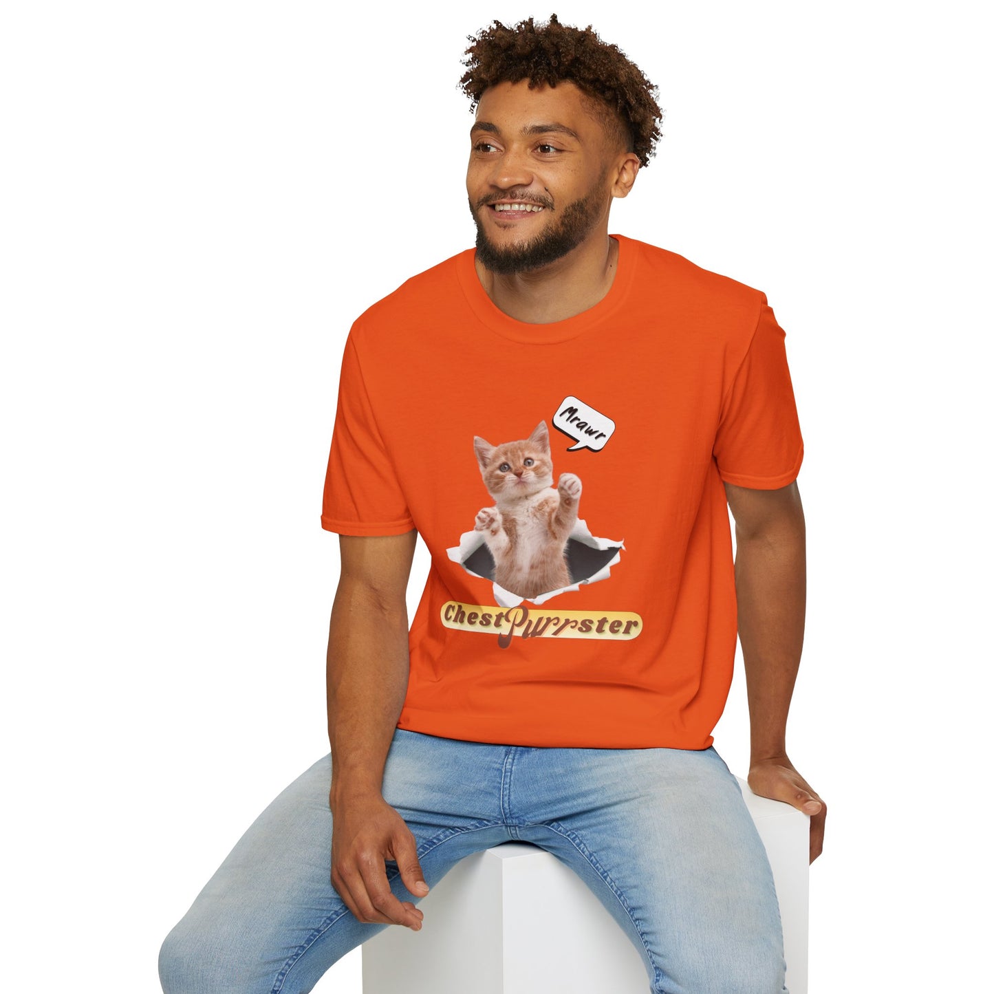 Cute Kitten ChestPurrster Pun - Unisex Softstyle T-Shirt