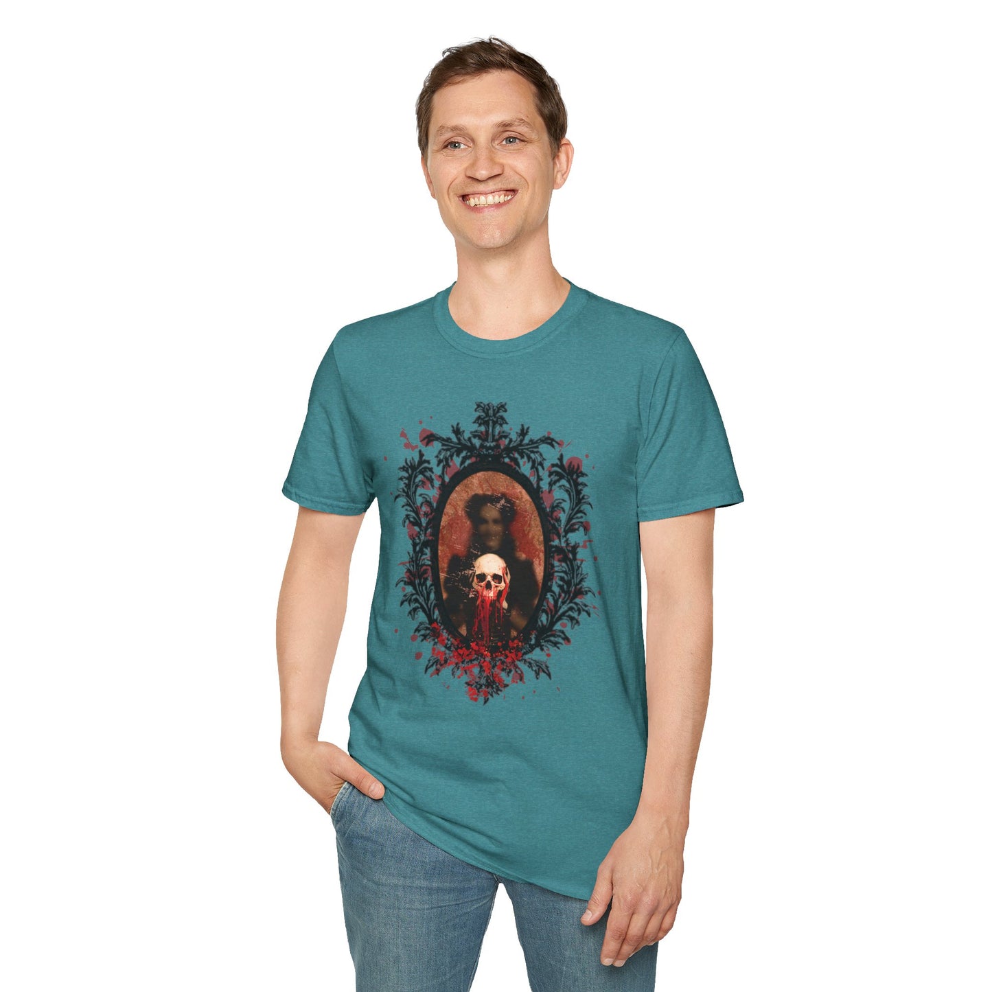 Vintage Gothic Skull Frame - Unisex Softstyle T-Shirt