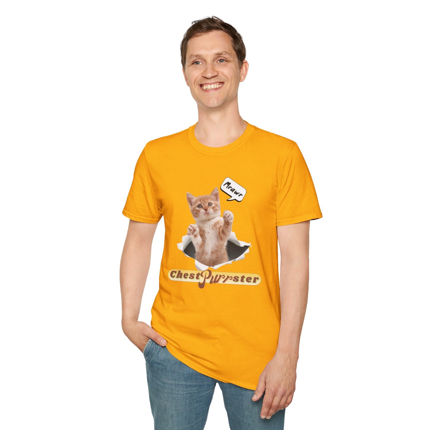Cute Kitten ChestPurrster Pun - Unisex Softstyle T-Shirt