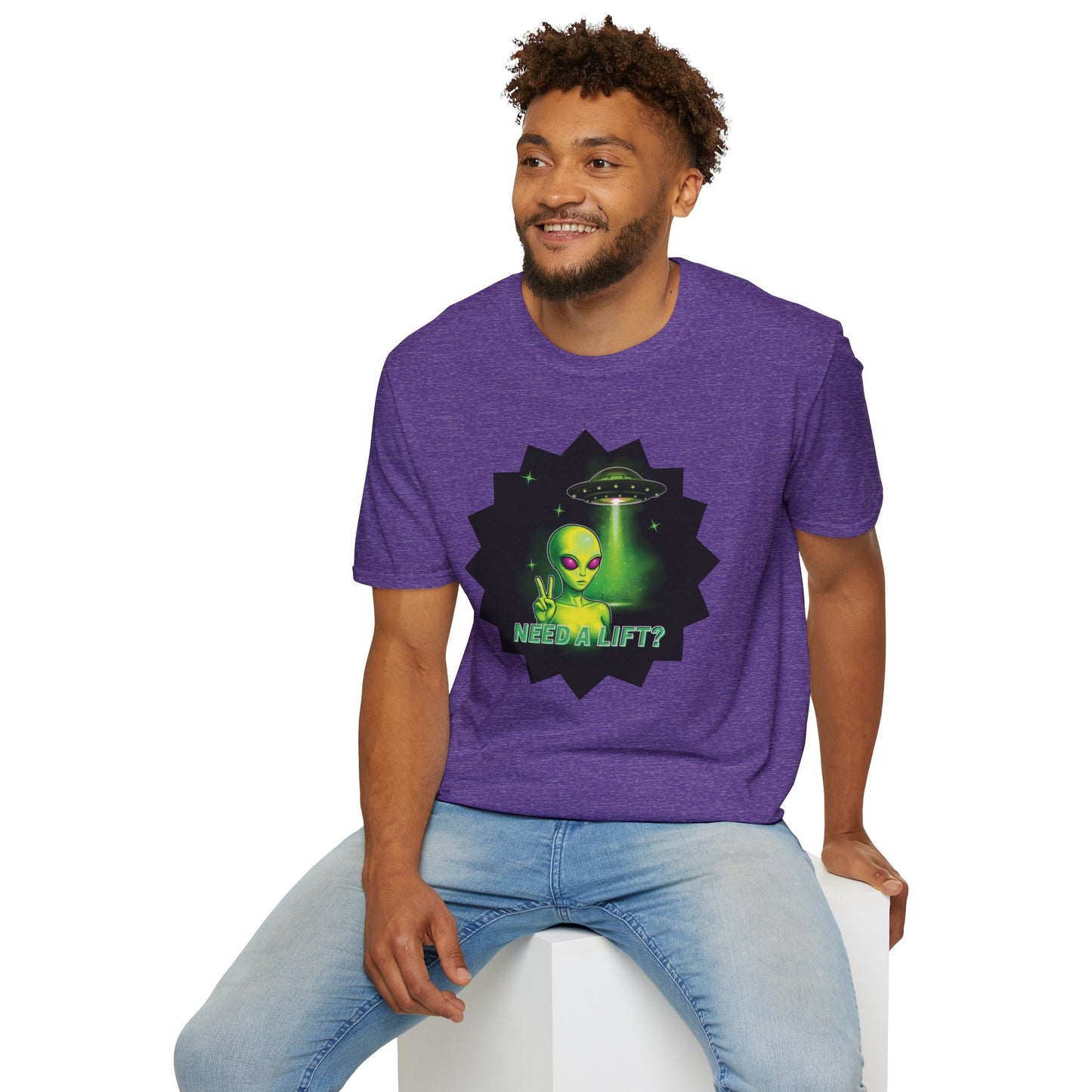 Cool Alien Peace Sign - Need a Lift - Unisex Softstyle T-Shirt