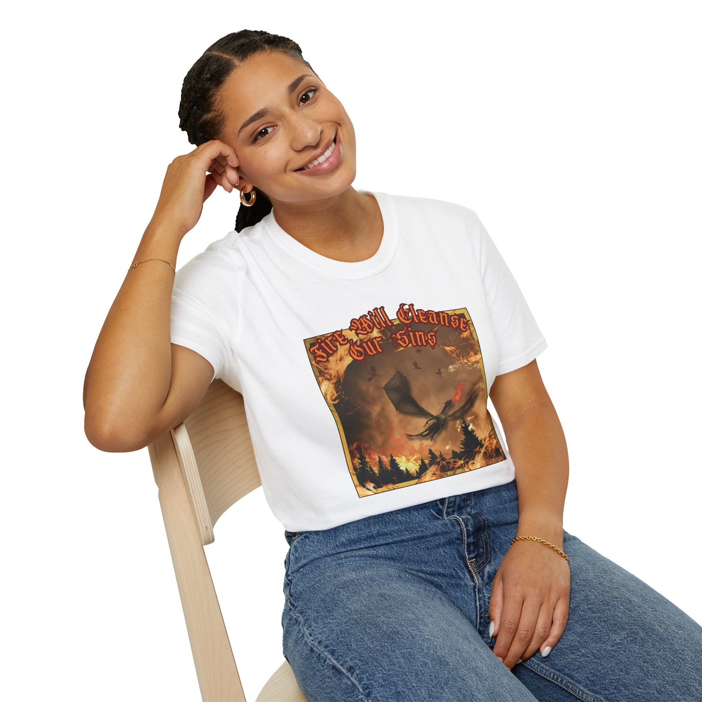 Dragon Attacking - Fire Will Cleanse Our Sins - Unisex Softstyle T-Shirt