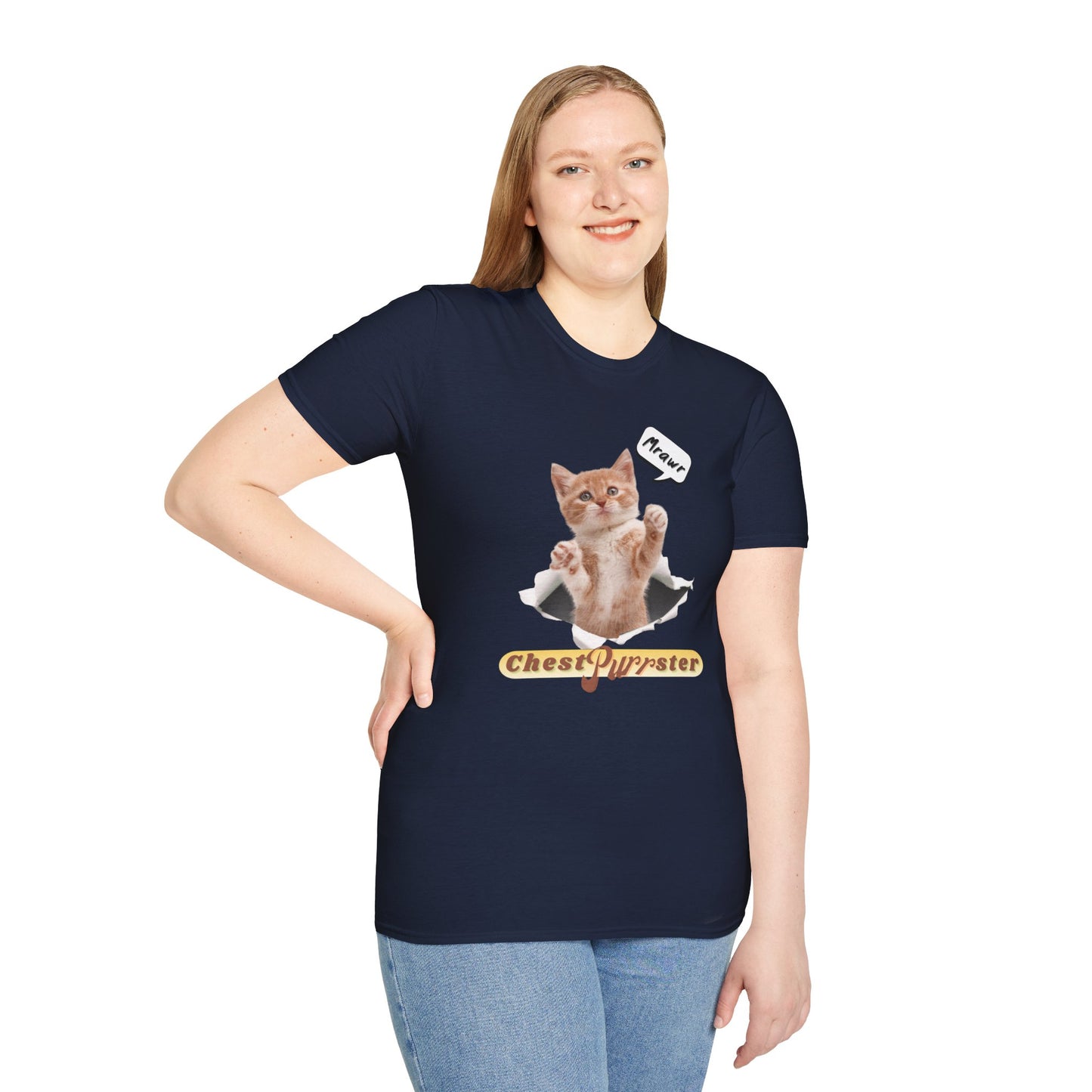 Cute Kitten ChestPurrster Pun - Unisex Softstyle T-Shirt