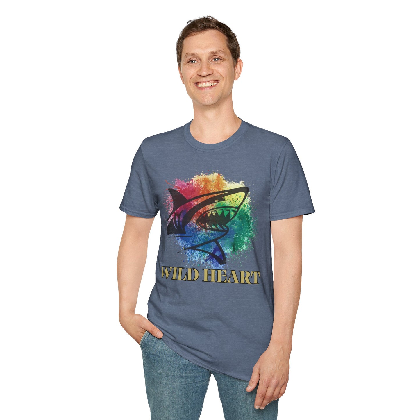 Wild Heart Collection - Shark Color Splash Unisex Softstyle Graphic T-Shirt