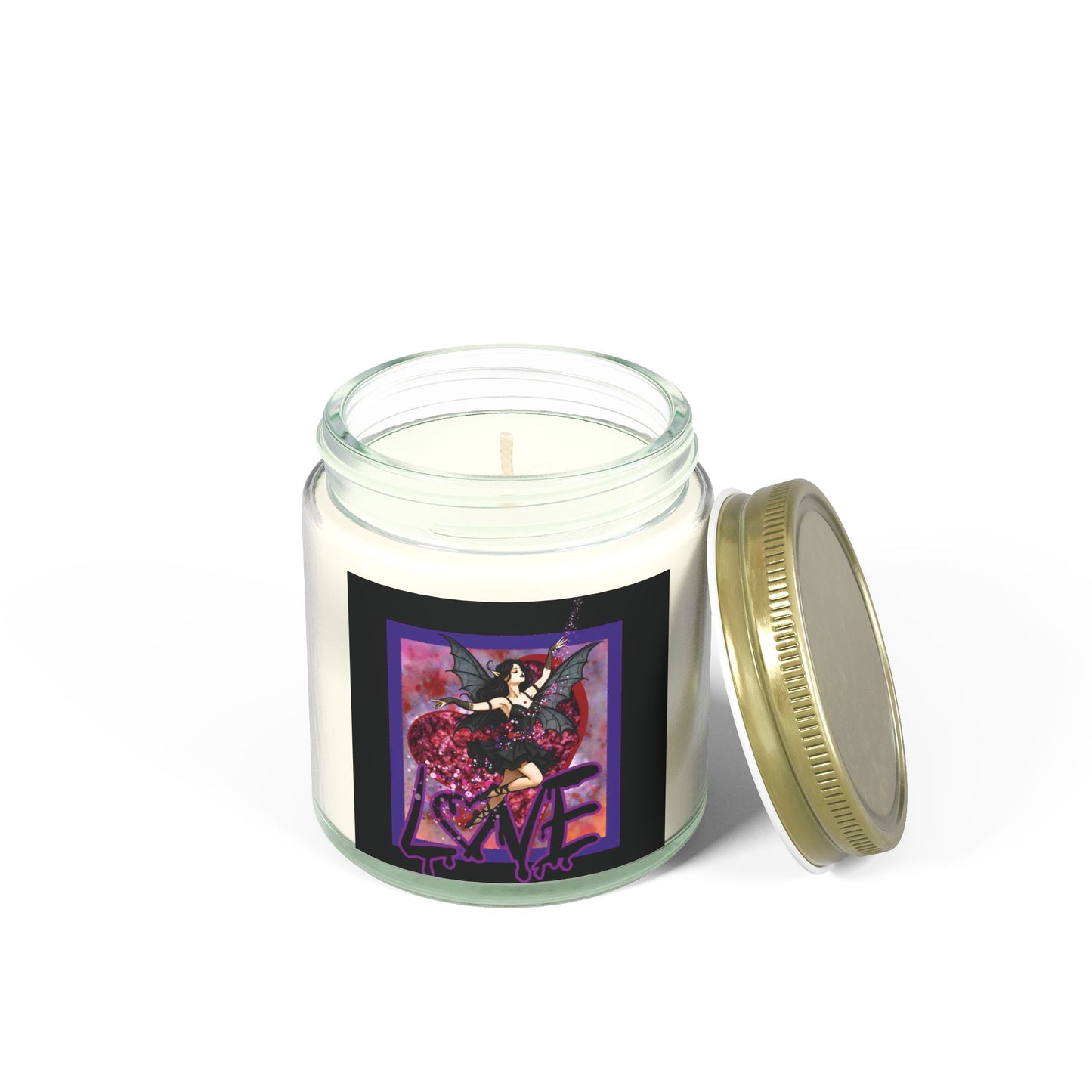 Scented Candle with Goth Fairy Love Design - Aromatherapy Candle for Home Decor, Eco-Friendly Soy Wax