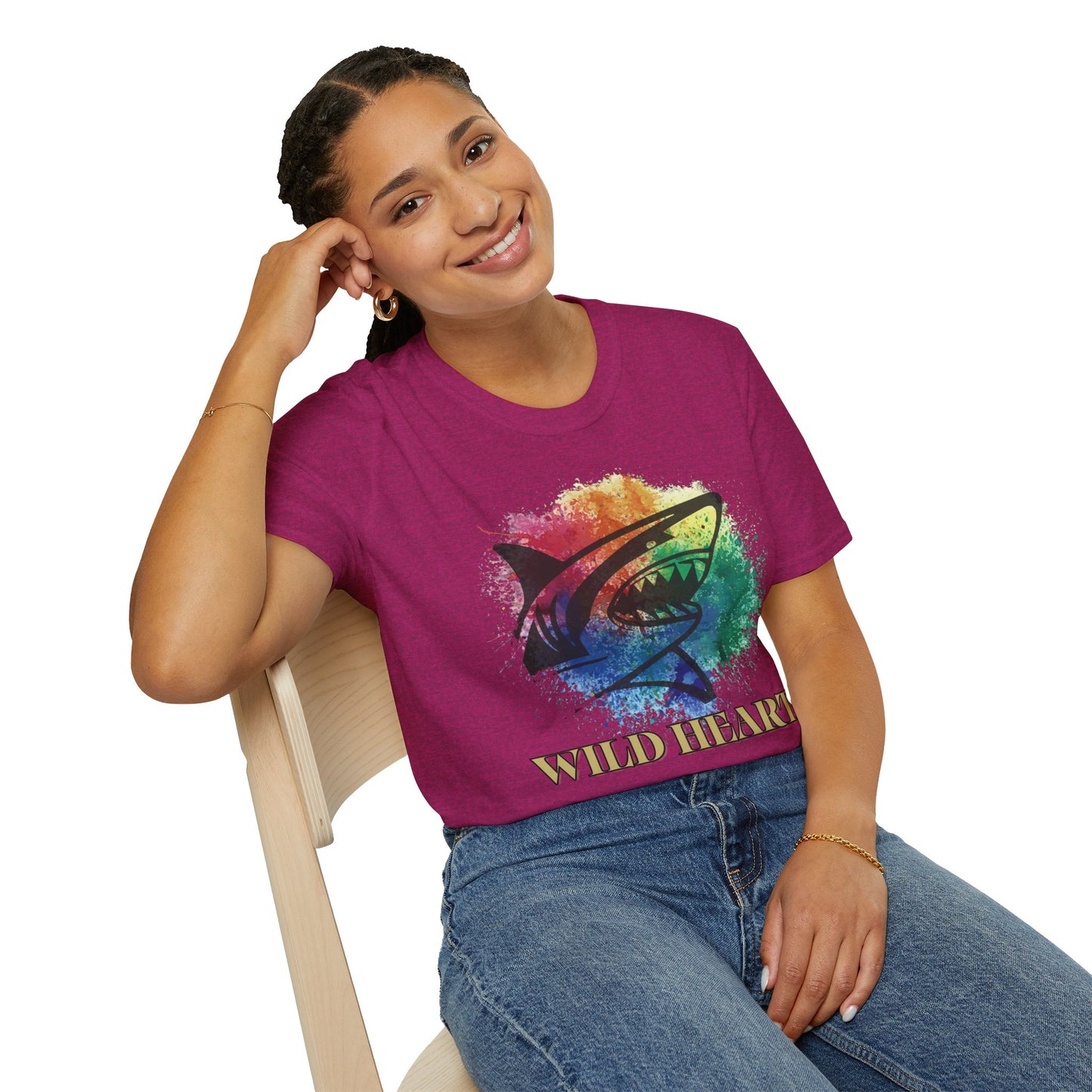 Wild Heart Collection - Shark Color Splash Unisex Softstyle Graphic T-Shirt