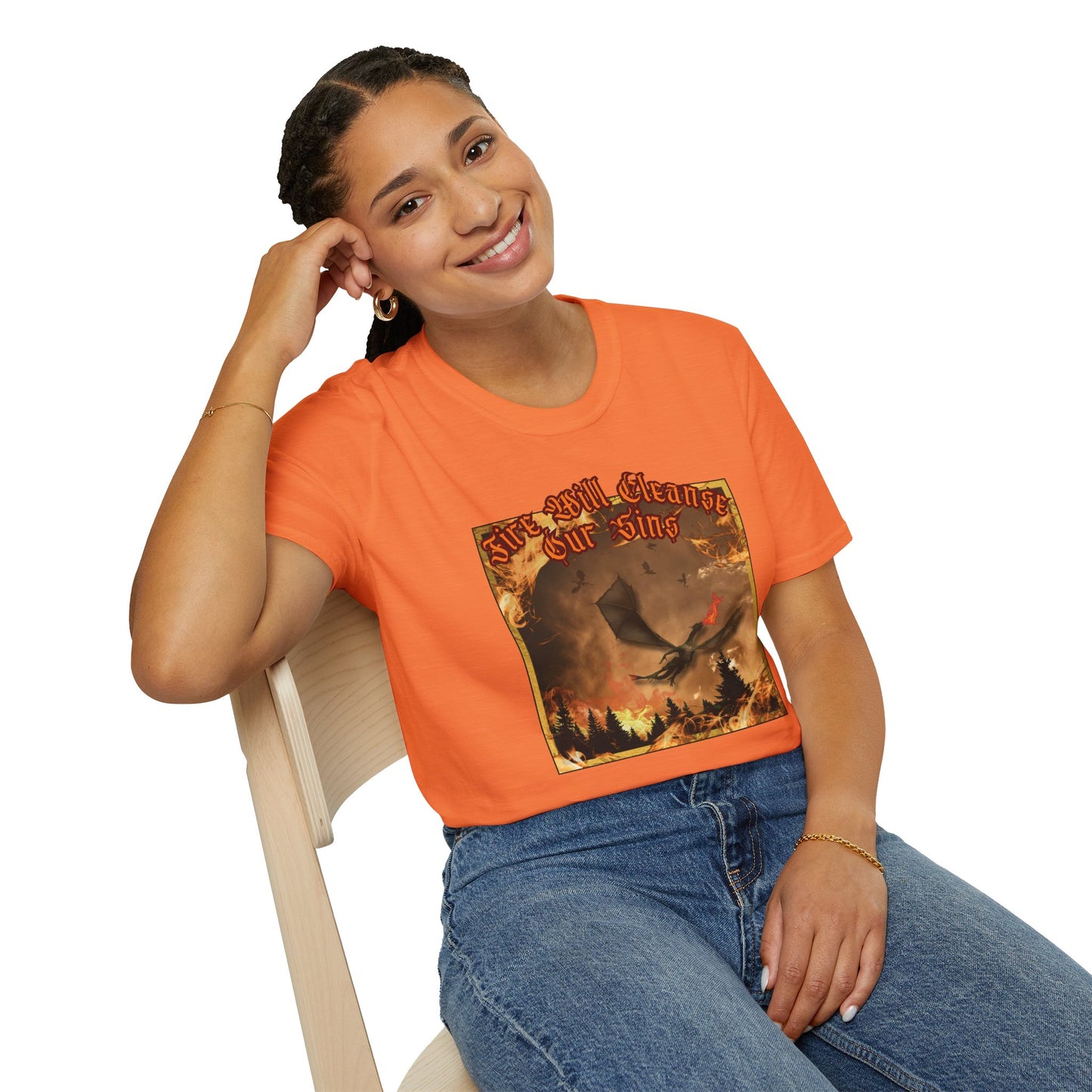Dragon Attacking - Fire Will Cleanse Our Sins - Unisex Softstyle T-Shirt