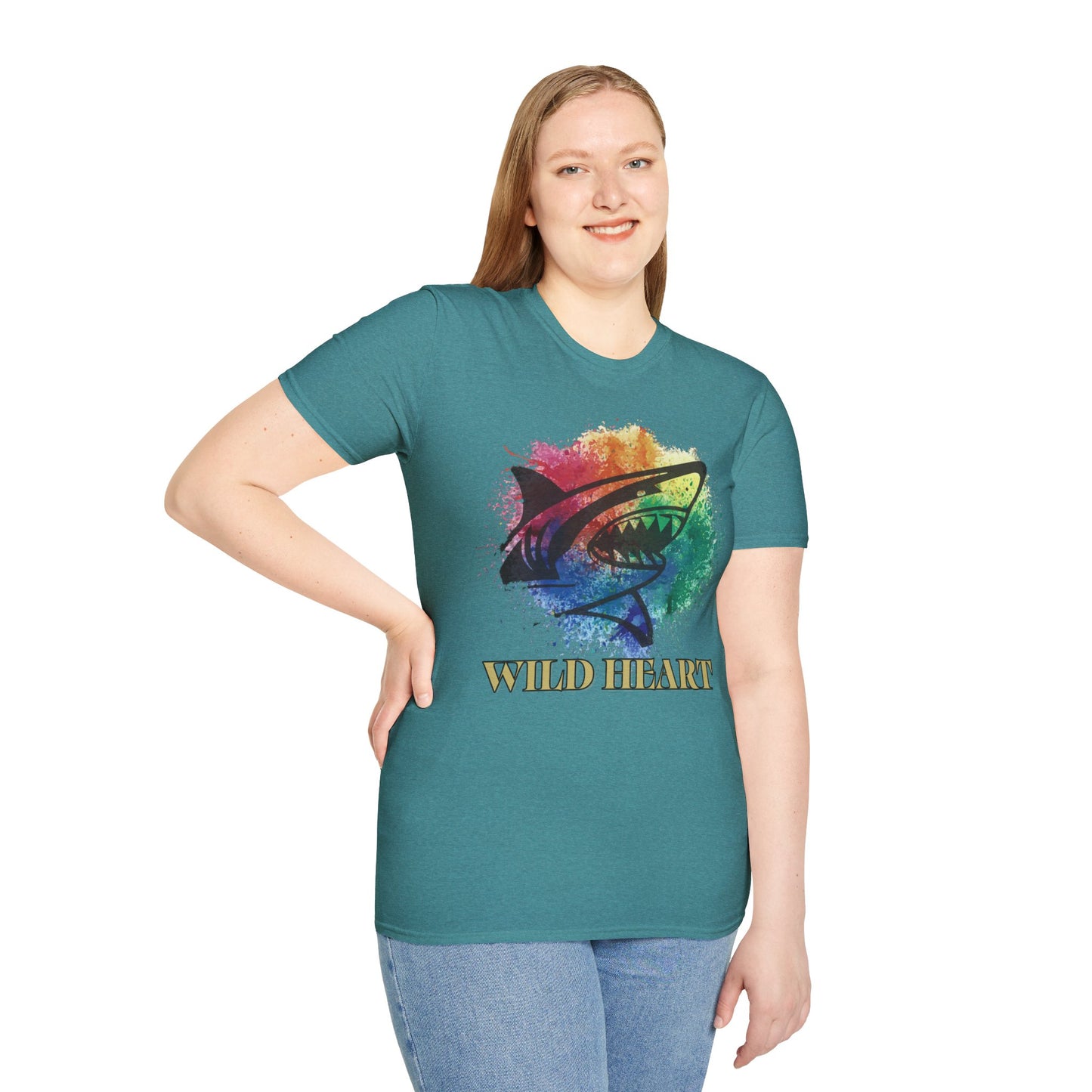 Wild Heart Collection - Shark Color Splash Unisex Softstyle Graphic T-Shirt