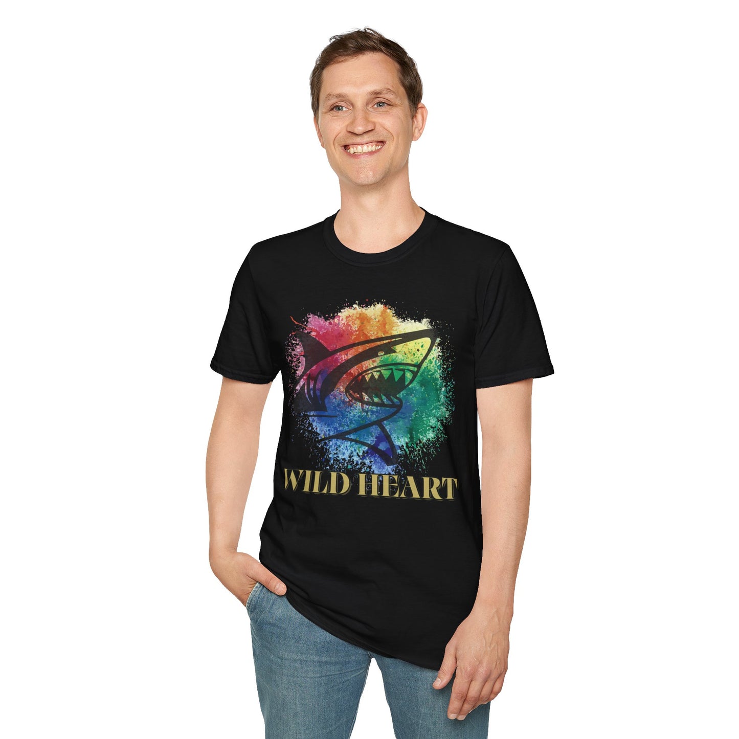Wild Heart Collection - Shark Color Splash Unisex Softstyle Graphic T-Shirt