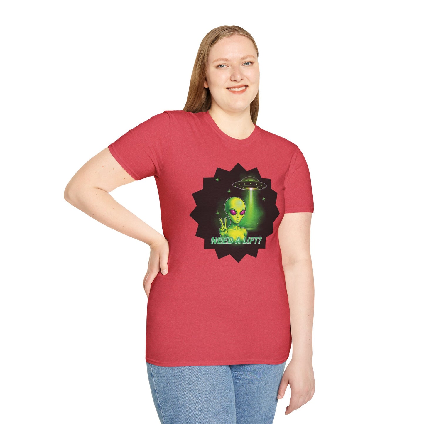 Cool Alien Peace Sign - Need a Lift - Unisex Softstyle T-Shirt