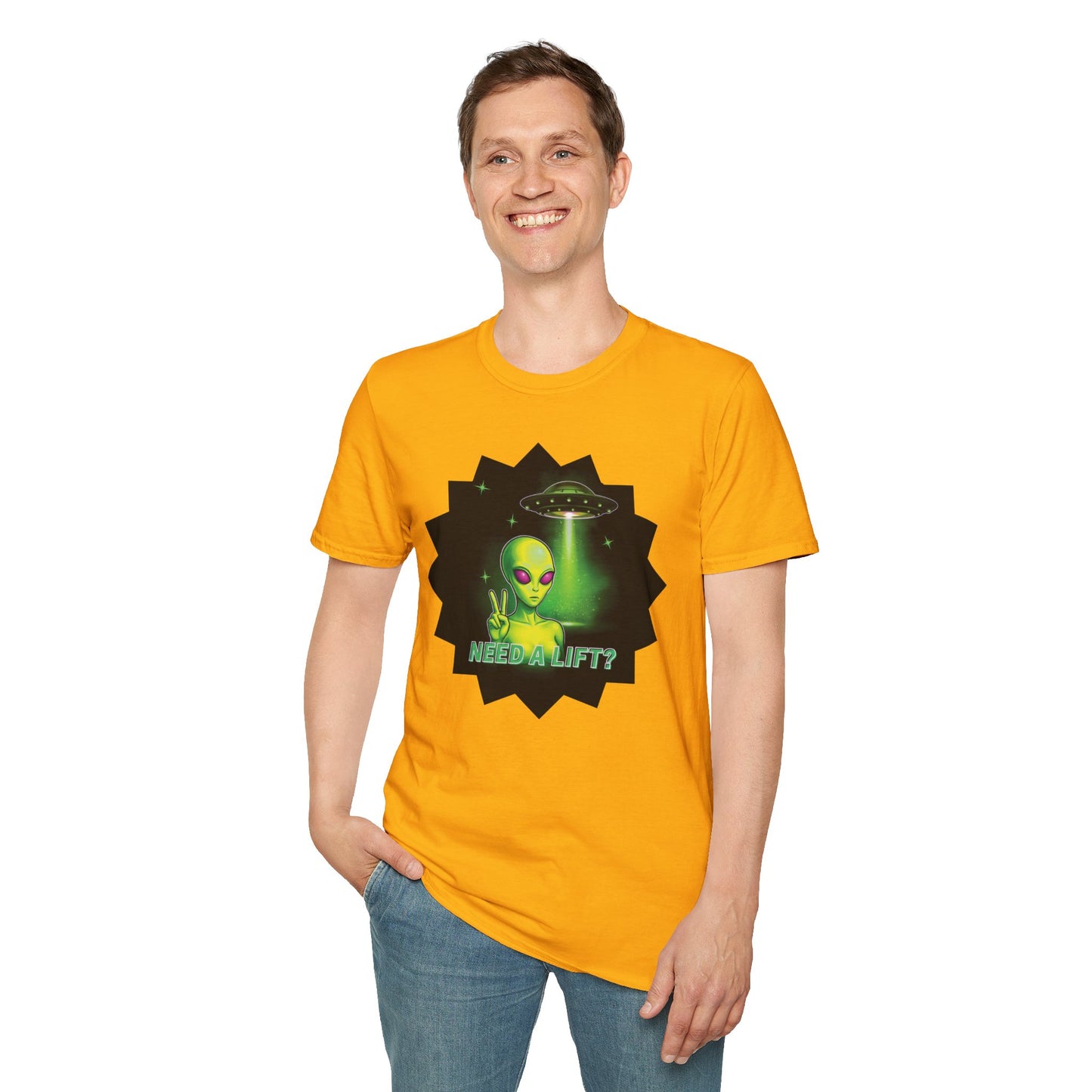 Cool Alien Peace Sign - Need a Lift - Unisex Softstyle T-Shirt