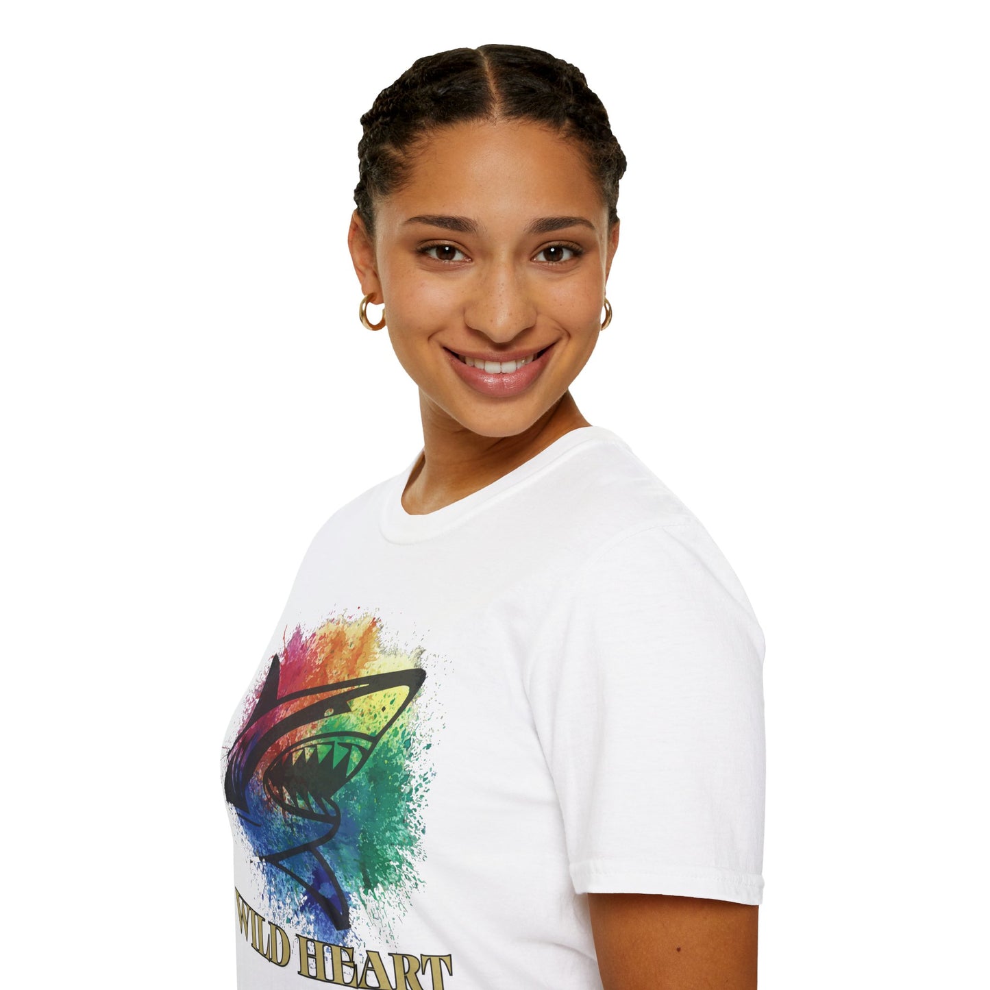 Wild Heart Collection - Shark Color Splash Unisex Softstyle Graphic T-Shirt