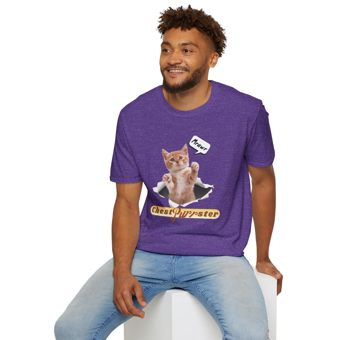 Cute Kitten ChestPurrster Pun - Unisex Softstyle T-Shirt