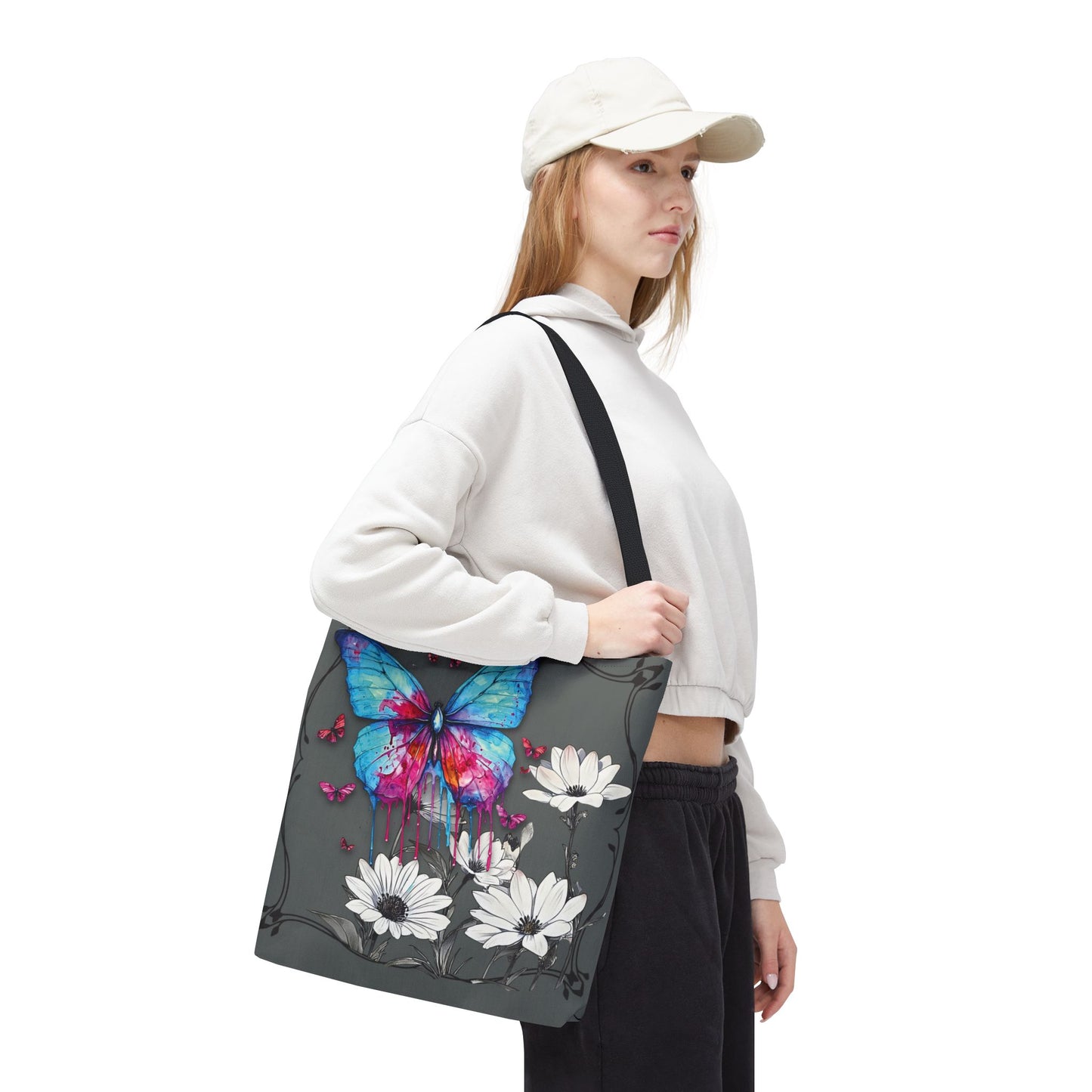 Painted Butterfly in Black and White Tote Bag