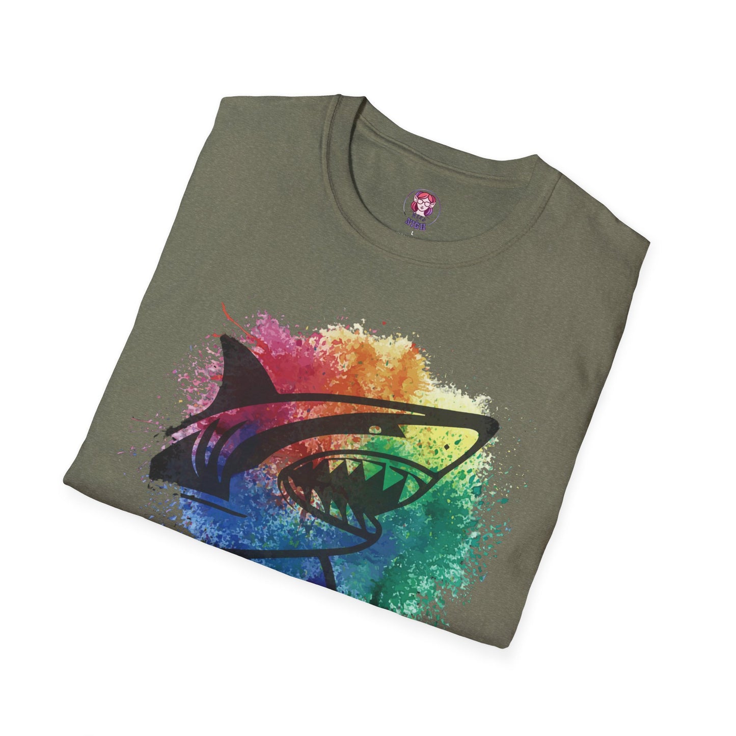 Wild Heart Collection - Shark Color Splash Unisex Softstyle Graphic T-Shirt