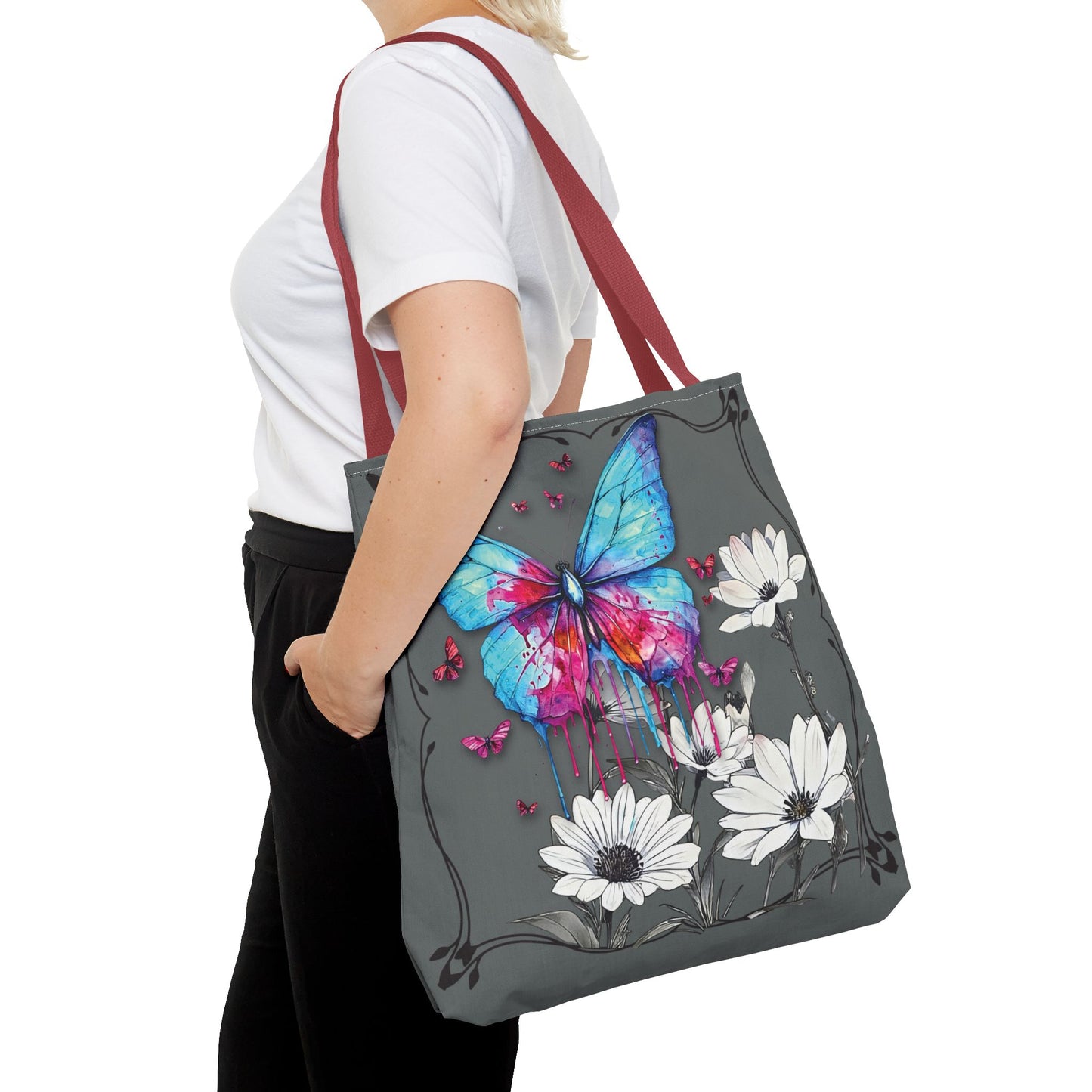 Painted Butterfly in Black and White Tote Bag