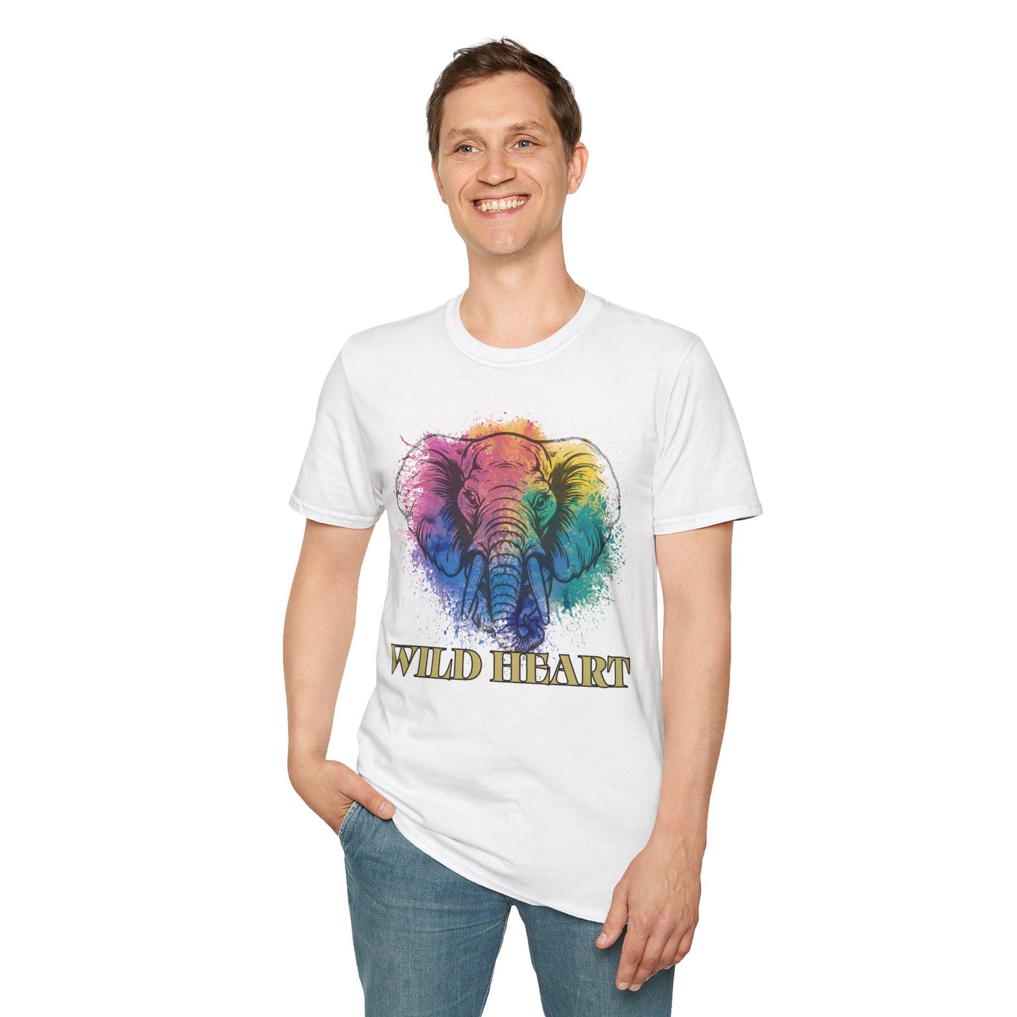 Wild Heart Collection - Elephant Color Splash Unisex Softstyle Graphic T-Shirt
