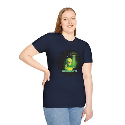 Cool Alien Peace Sign - Need a Lift - Unisex Softstyle T-Shirt