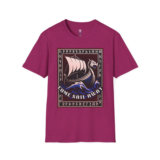 Nordic Runes Viking Ship - Unisex Softstyle T-Shirt
