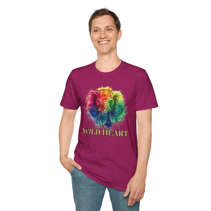 Wild Heart Collection - Elephant Color Splash Unisex Softstyle Graphic T-Shirt