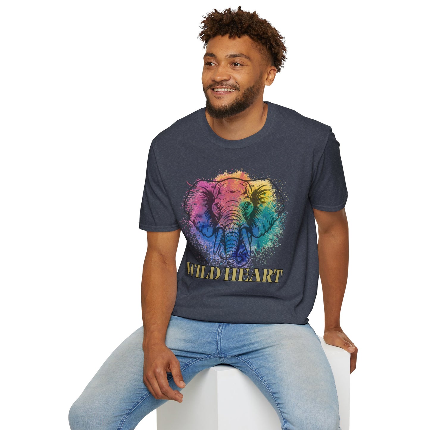 Wild Heart Collection - Elephant Color Splash Unisex Softstyle Graphic T-Shirt
