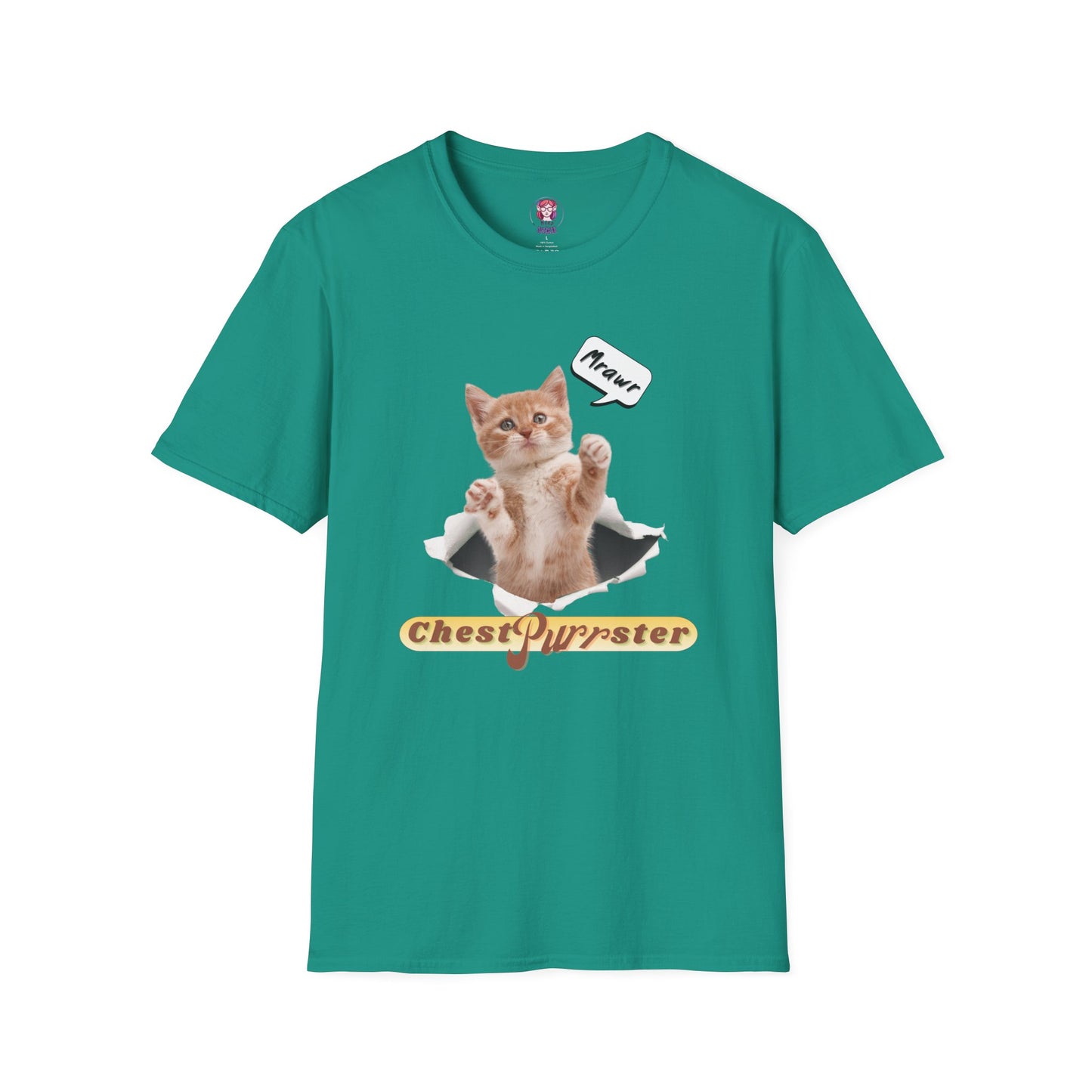 Cute Kitten ChestPurrster Pun - Unisex Softstyle T-Shirt