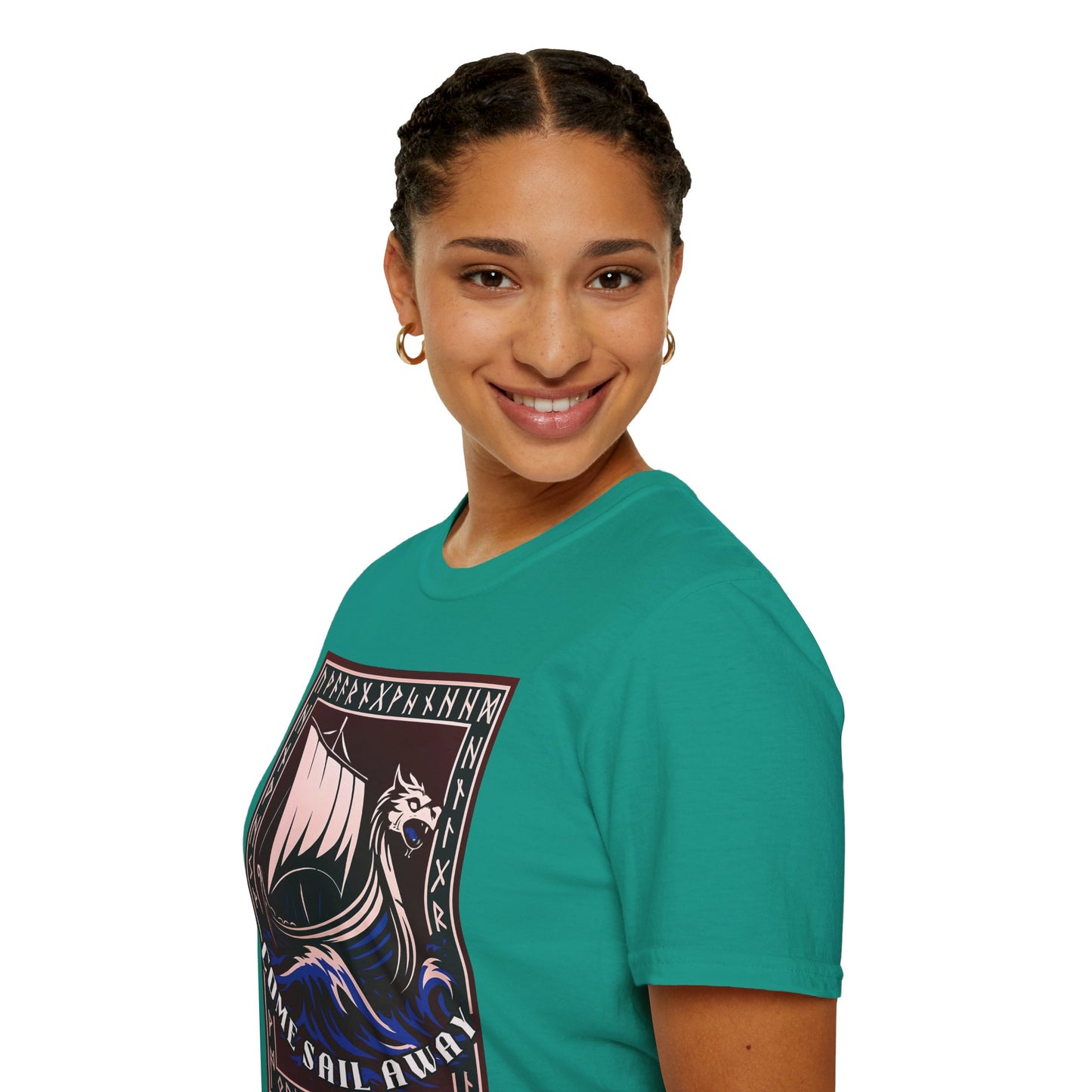 Nordic Runes Viking Ship - Unisex Softstyle T-Shirt