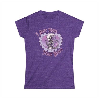 Alien Women's Softstyle Tee - Cute Xenomorph "I Just Need Your Body" Graphic Tee