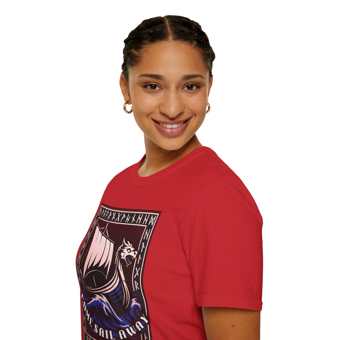 Nordic Runes Viking Ship - Unisex Softstyle T-Shirt