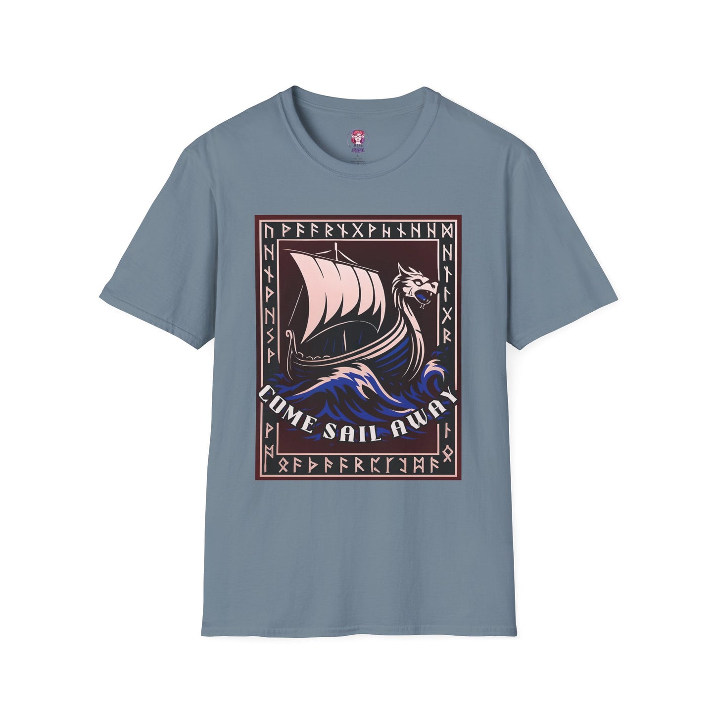 Nordic Runes Viking Ship - Unisex Softstyle T-Shirt