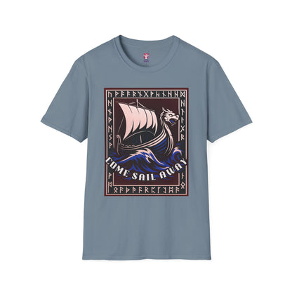Nordic Runes Viking Ship - Unisex Softstyle T-Shirt
