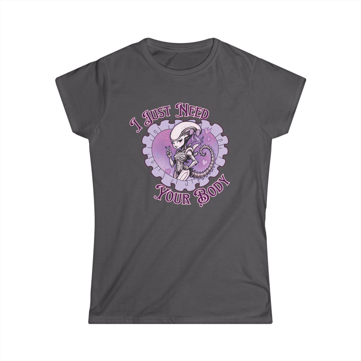 Alien Women's Softstyle Tee - Cute Xenomorph "I Just Need Your Body" Graphic Tee