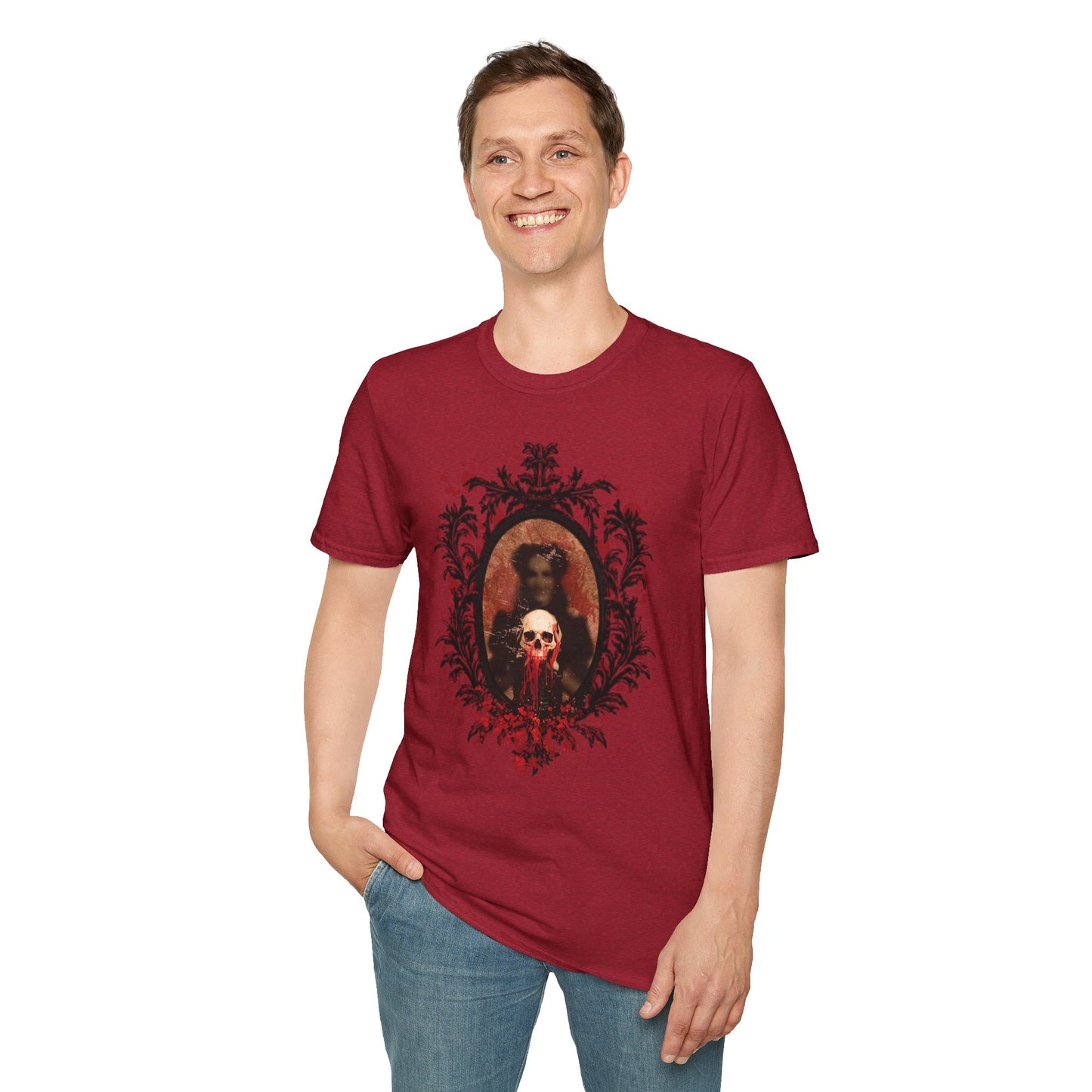 Vintage Gothic Skull Frame - Unisex Softstyle T-Shirt