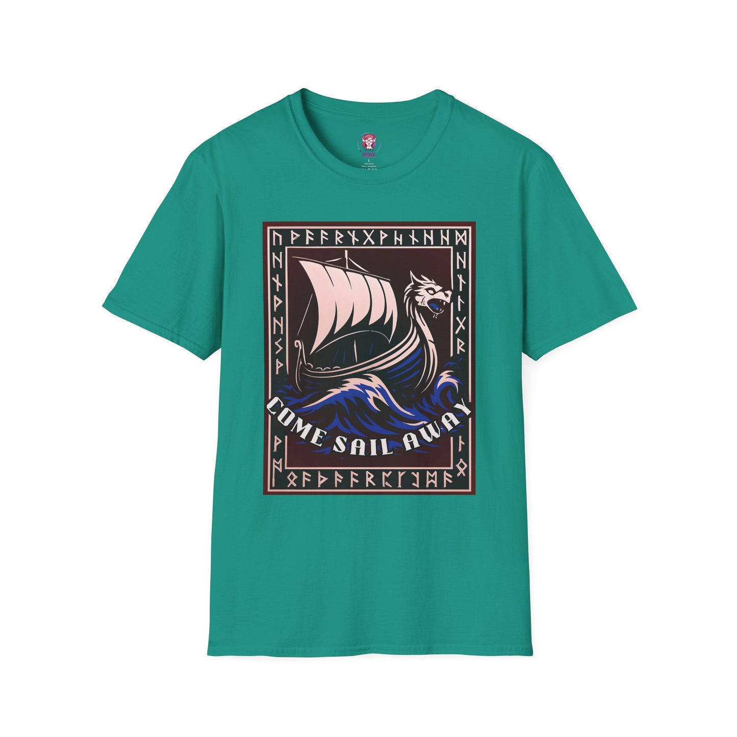 Nordic Runes Viking Ship - Unisex Softstyle T-Shirt
