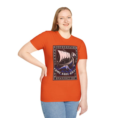 Nordic Runes Viking Ship - Unisex Softstyle T-Shirt