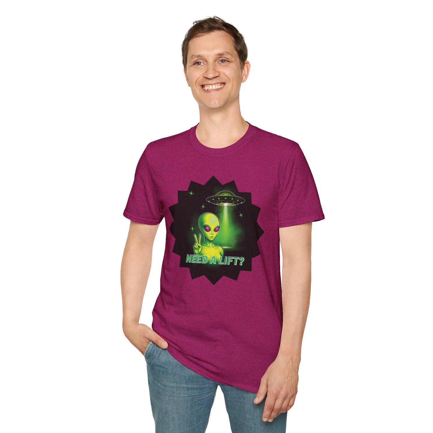 Cool Alien Peace Sign - Need a Lift - Unisex Softstyle T-Shirt