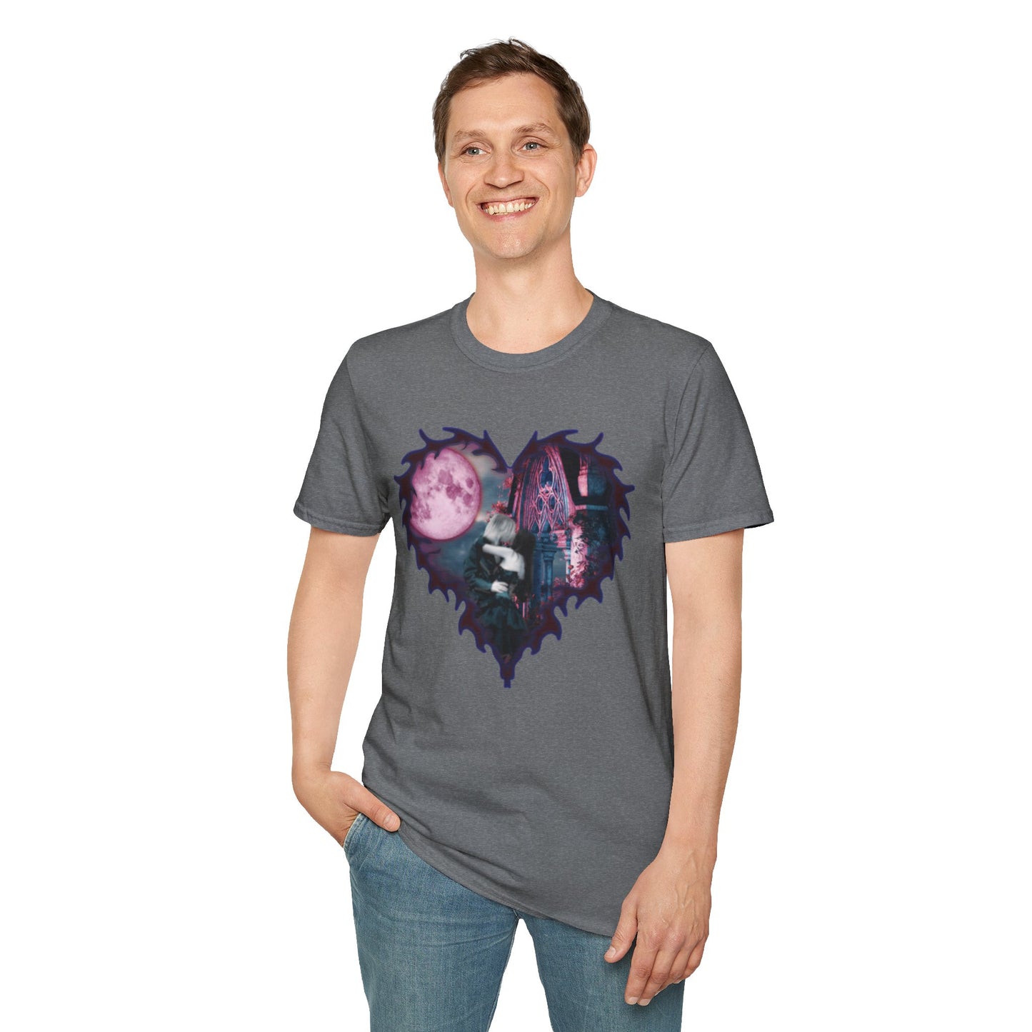 Gothic Couple Under the Moon - Unisex Softstyle T-Shirt