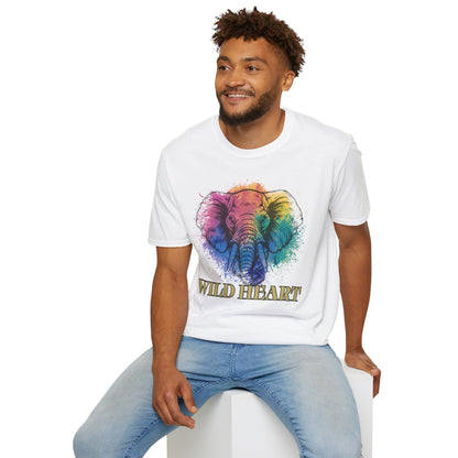 Wild Heart Collection - Elephant Color Splash Unisex Softstyle Graphic T-Shirt