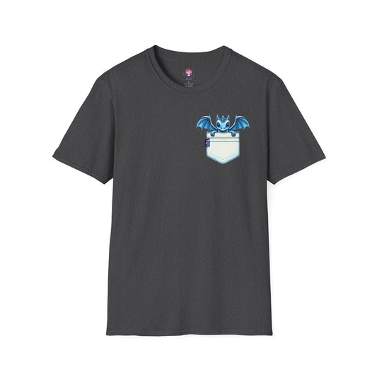 Front and Back Cute Pocket Dragon - Unisex Softstyle T-Shirt
