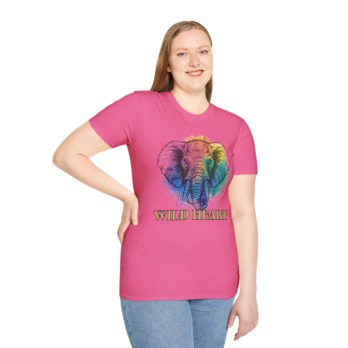 Wild Heart Collection - Elephant Color Splash Unisex Softstyle Graphic T-Shirt
