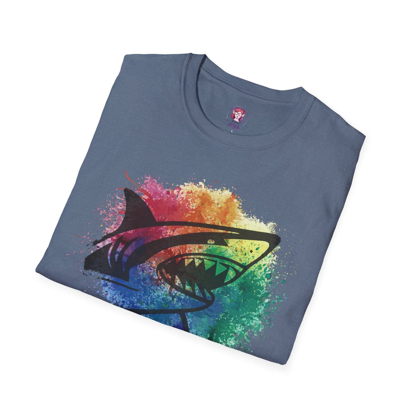 Wild Heart Collection - Shark Color Splash Unisex Softstyle Graphic T-Shirt