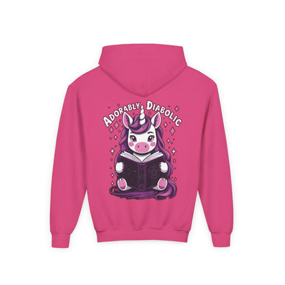 Adorably Diabolic Unicorn Magic - Youth Heavy Blend Hooded Sweatshirt