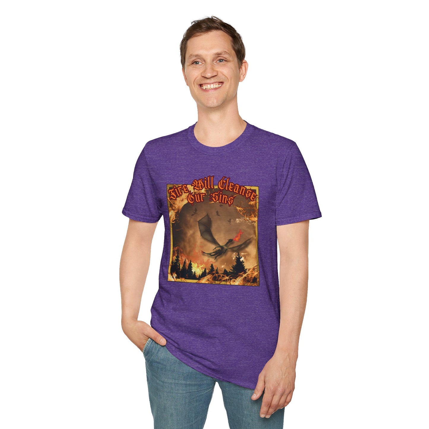 Dragon Attacking - Fire Will Cleanse Our Sins - Unisex Softstyle T-Shirt