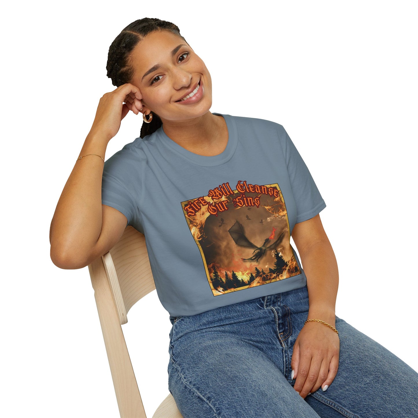 Dragon Attacking - Fire Will Cleanse Our Sins - Unisex Softstyle T-Shirt